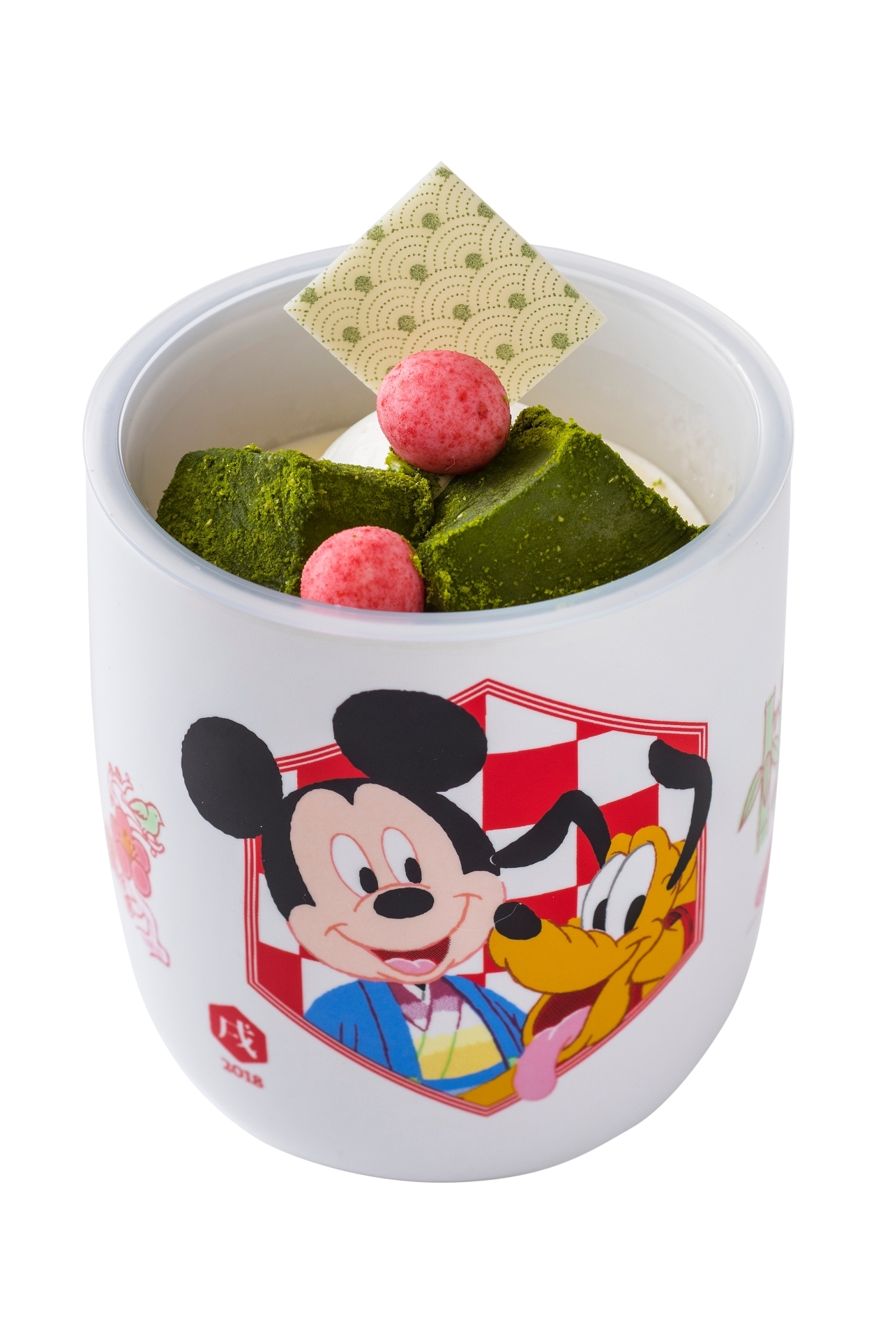 練乳ムース＆ストロベリーゼリー、 スーベニアカップ付き 750 円 （C）Disney 【販売店舗】 東京ディズニーランド： スウィートハート・カフェ 東京ディズニーシー ： マンマ・ビスコッティーズ・ベーカリー ※12 月 26 日（火）から販売
