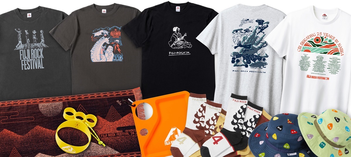 フジロック '24』出演者名入りTシャツ初の事前販売開始！ 電気グルーヴ、THE  BAWDIES、HEY-SMITHら出演アーティストによるコラボデザインTシャツなど新グッズも | SPICE - エンタメ特化型情報メディア スパイス