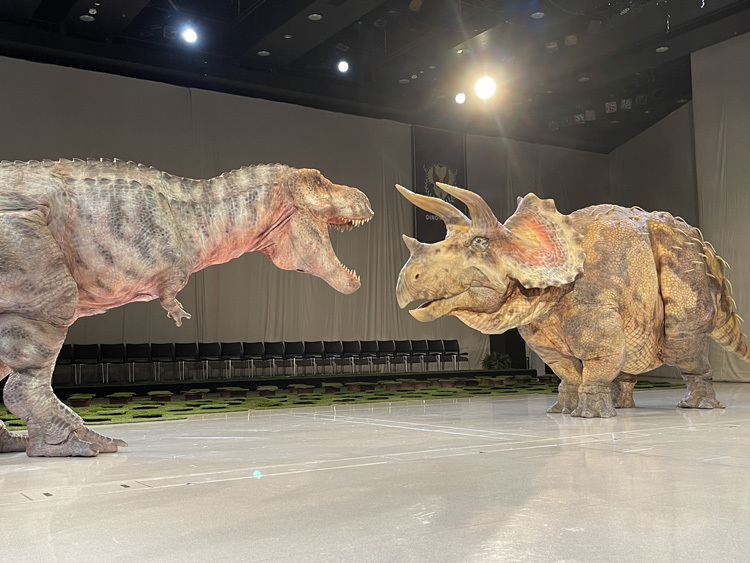左：ティラノサウルス　右：トリケラトプス