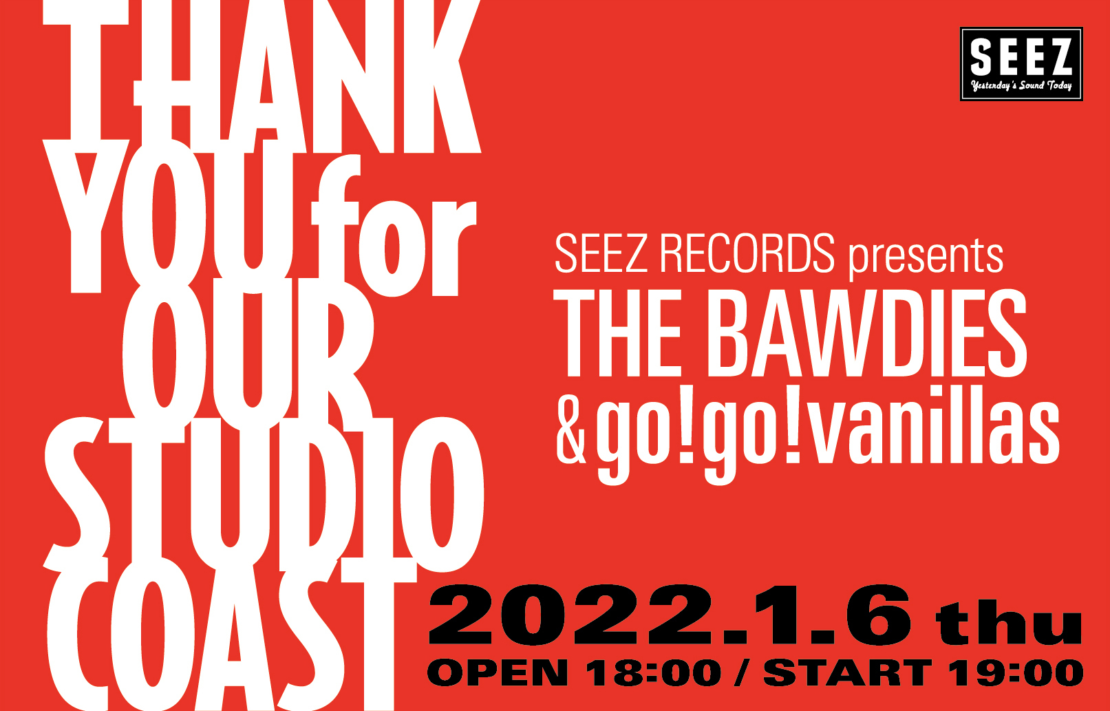 The Bawdies Go Go Vanillas 約6年ぶりツーマンライブ決定 22年1月閉館のスタジオコーストに感謝を込めて開催 Spice エンタメ特化型情報メディア スパイス