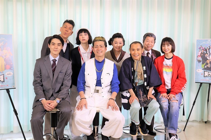 （左から）松本享恭、梅垣義明、鳥居みゆき、宅間孝行、かとうかず子、片岡鶴太郎、石井愃一、篠田麻里子