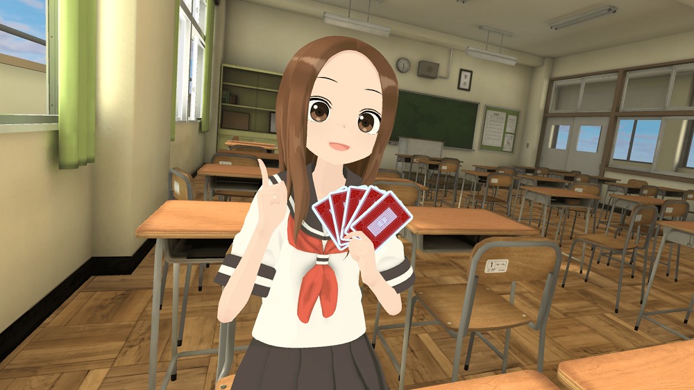 可愛い仕草が見れる（VRプレイ画面） (C)山本崇一朗・小学館　(C)Kyac.Inc.