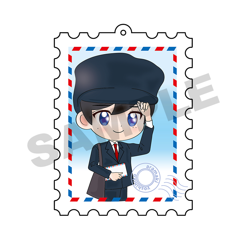 切手型アクリルキーホルダー　イラストver.