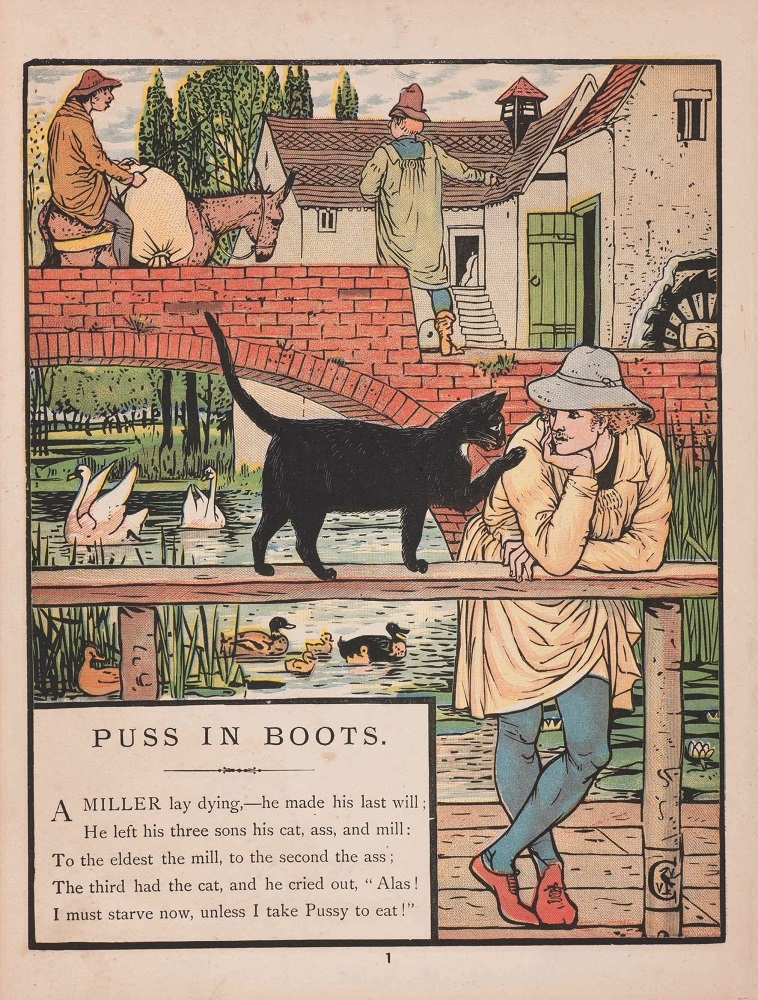ウォルター・クレイン『長靴をはいた猫』1874年　個人蔵