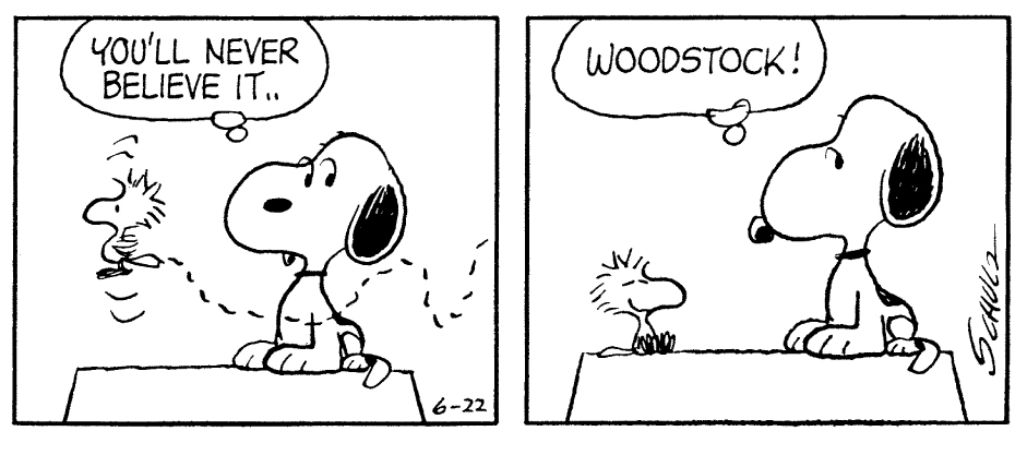 ウッドストック誕生！（『ピーナッツ』複製原画(部分)　1970年6月22日）
