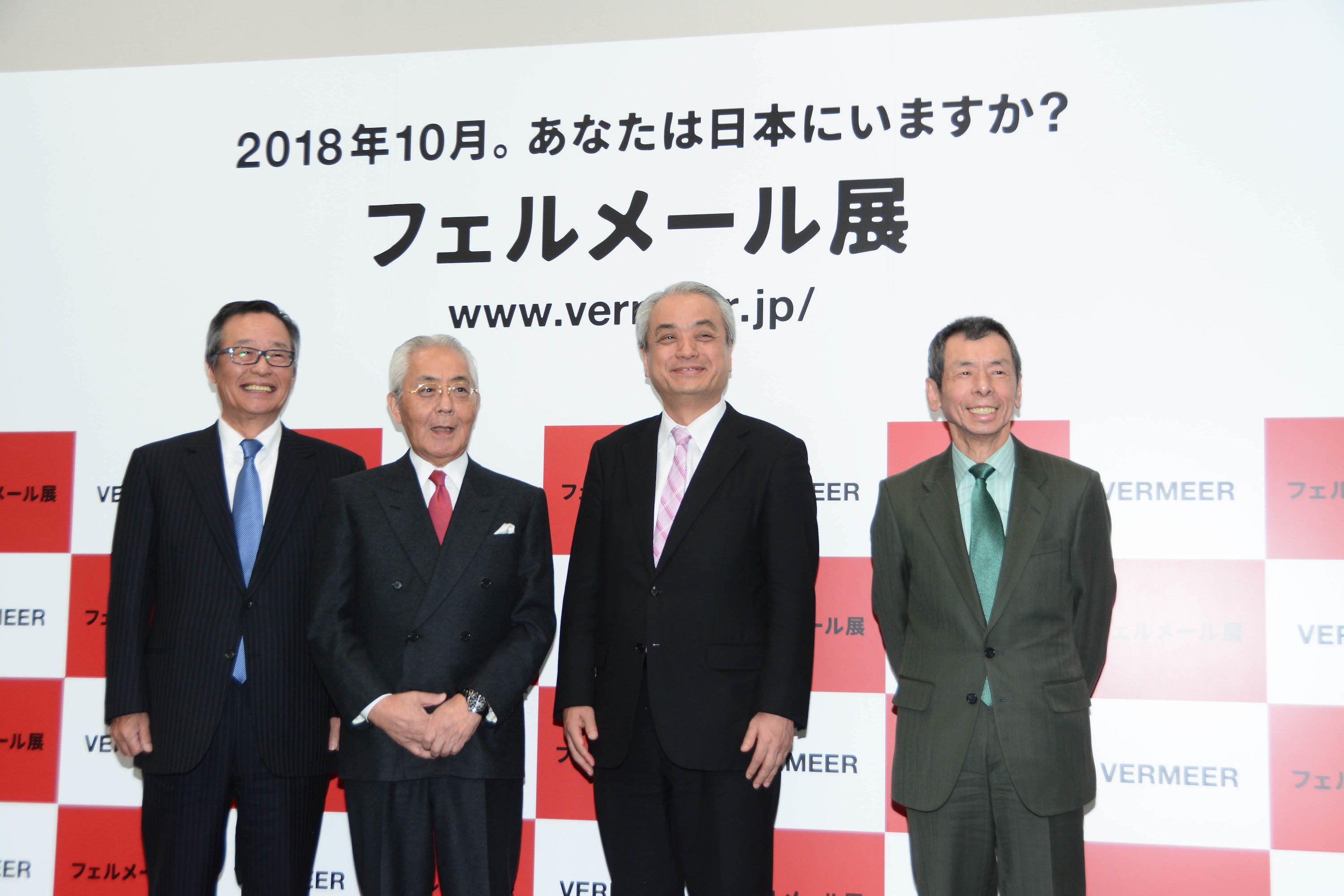 右から、本展の日本側監修者 千足伸行、産経新聞社社長 飯塚浩彦、フジテレビ社長 宮内正喜、関西テレビ社長 福井澄郎