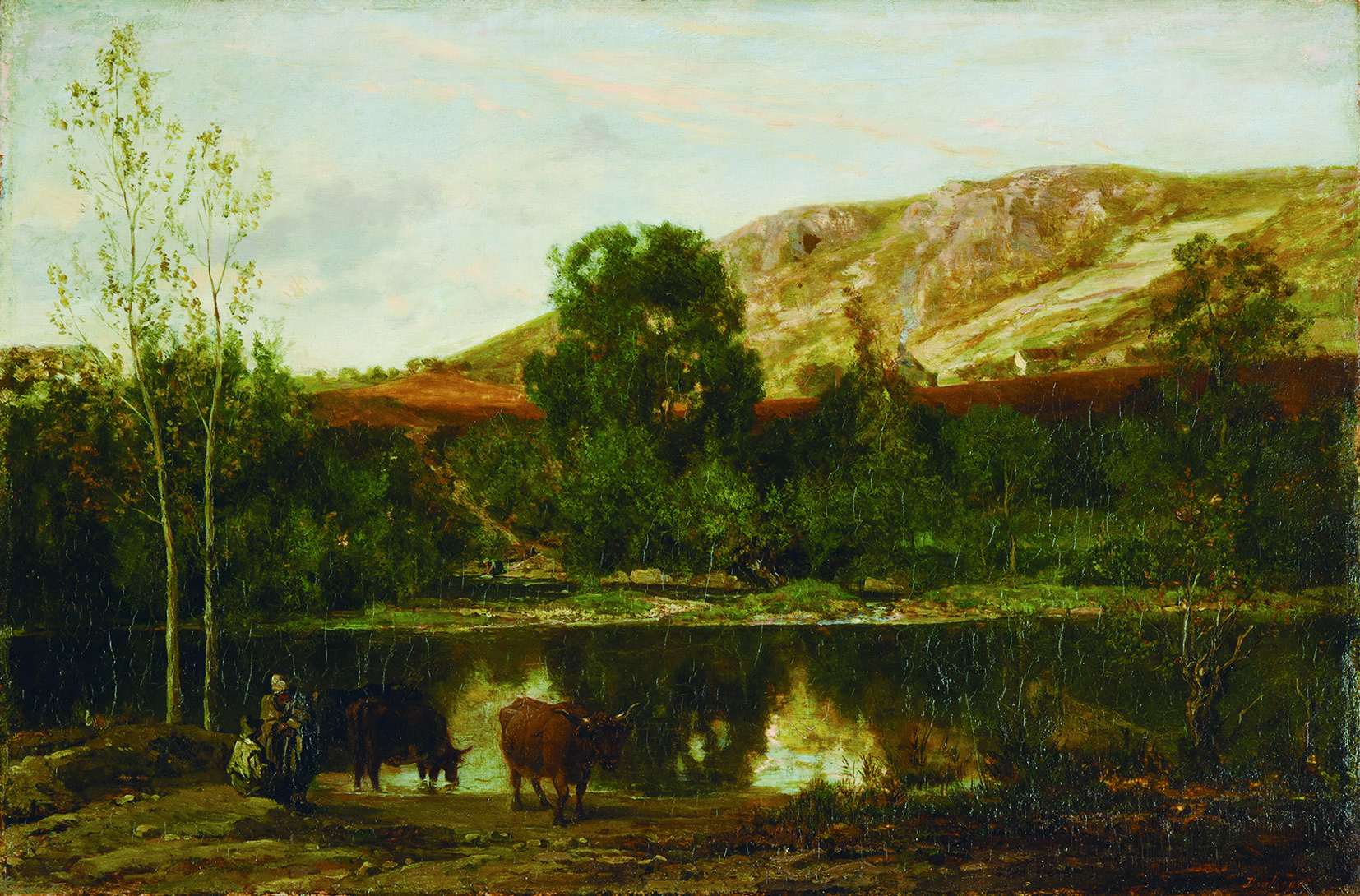 シャルル＝フランソワ・ドービニー 《池の風景》 1847年頃 油彩/板 29.7×44.8㎝ ランス美術館 (C)Christian Devleeschauwer