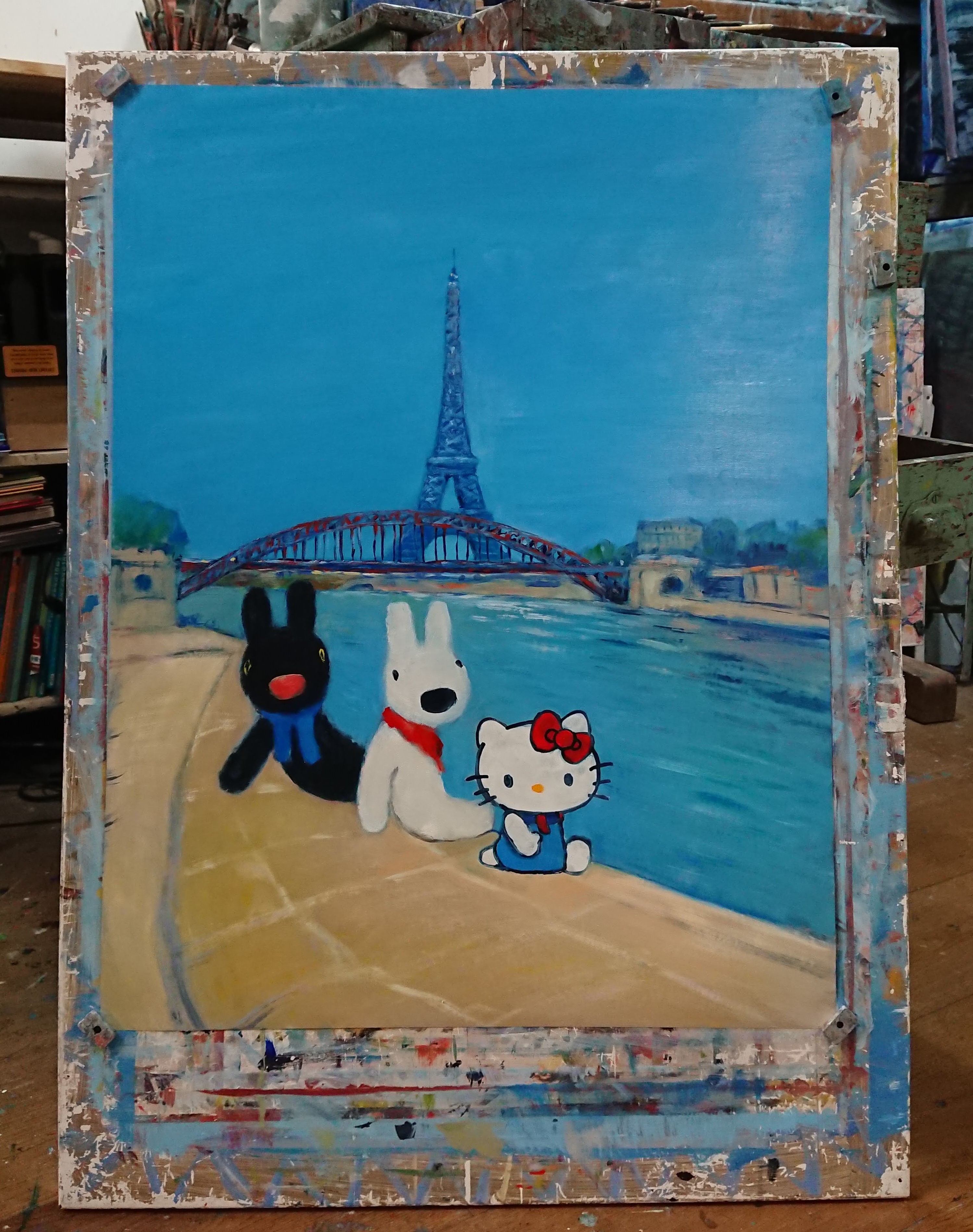 新たに描き起こされたコラボアートの貴重な原画 (C)2018 Sony Creative Products Inc. / Hachette Livre, Anne Gutman and Georg Hallensleben (C)1976,2018 SANRIO CO.,LTD.