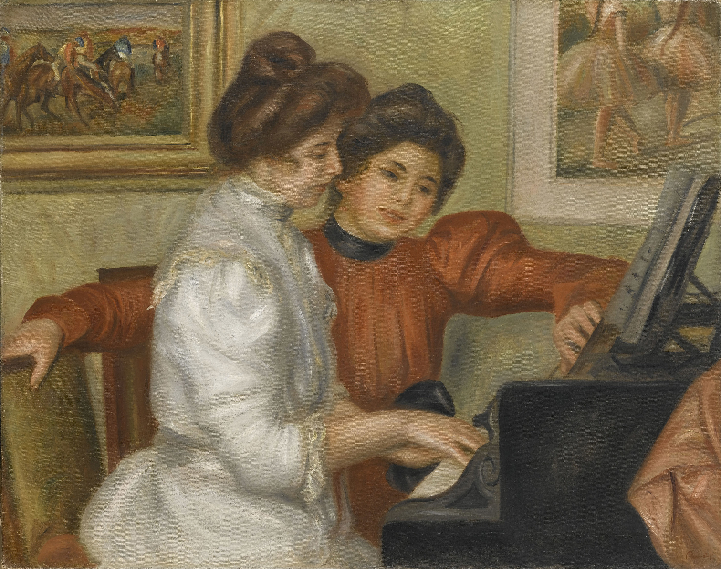 オーギュスト・ルノワール《ピアノを弾くイヴォンヌとクリスティーヌ・ルロル》1897年、油彩・カンヴァス、73×92cm、オランジュリー美術館