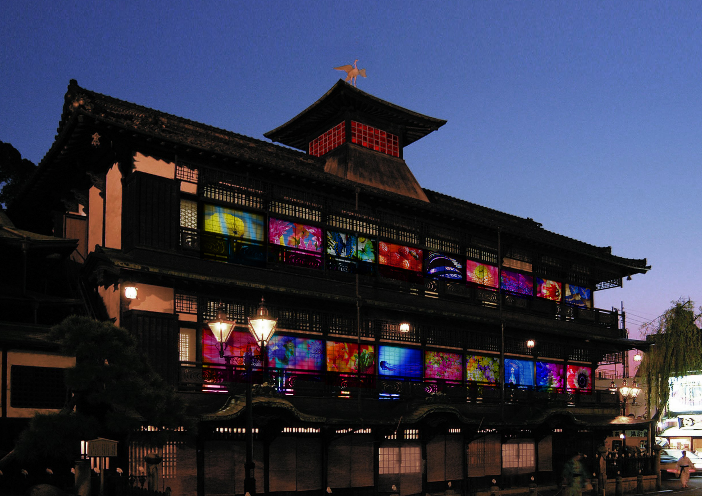 道後温泉本館ライトアップイメージ図　©mika ninagawa,Courtesy of Tomio Koyama Gallery