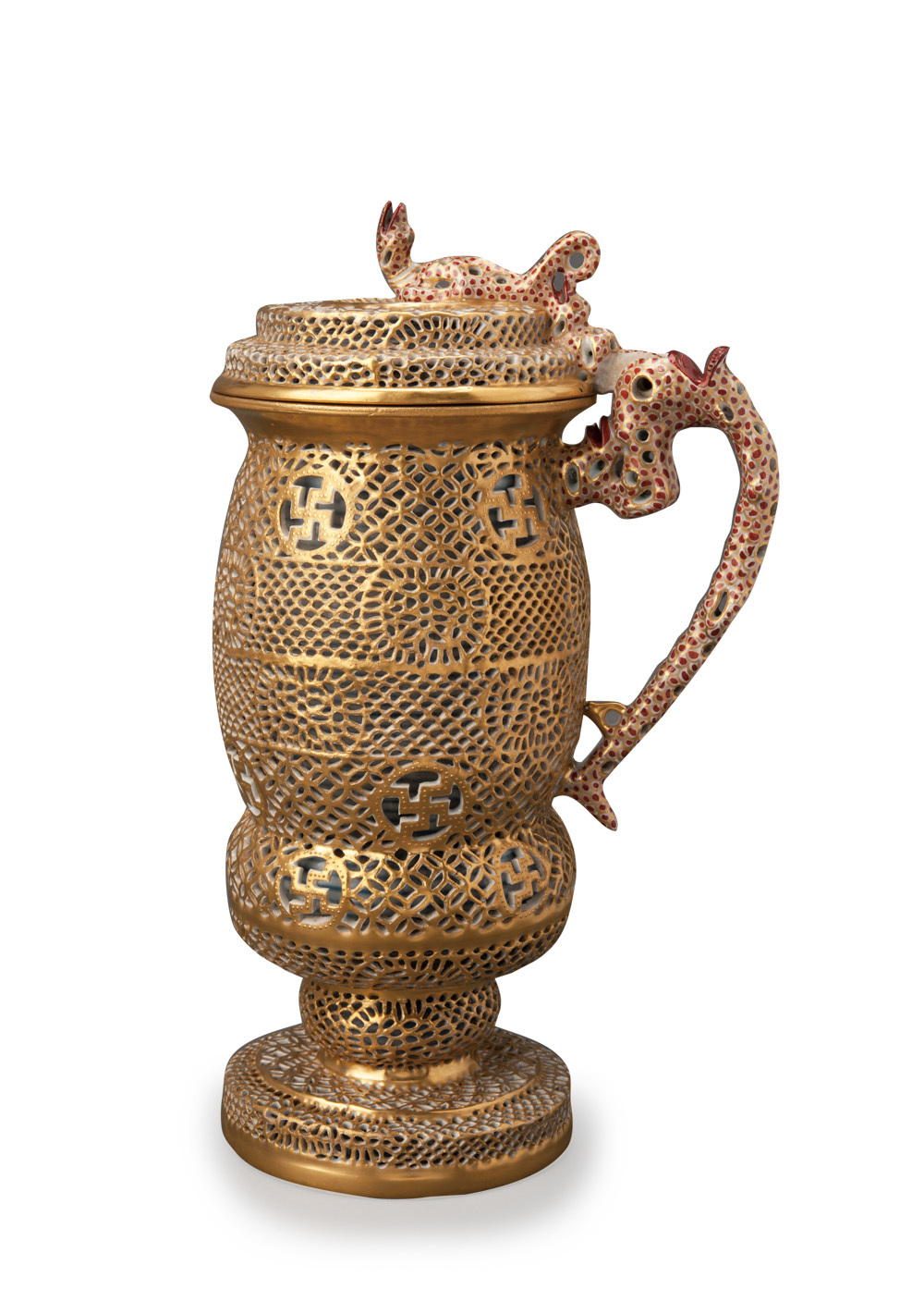 金彩「ウエールズ」文龍飾りビアマグ 1881年 ブダペスト国立工芸美術館蔵