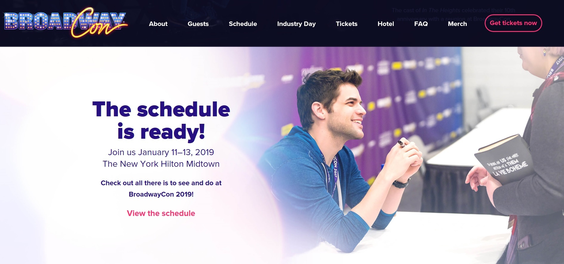 「broadwaycon.com」トップページのスクリーンショット