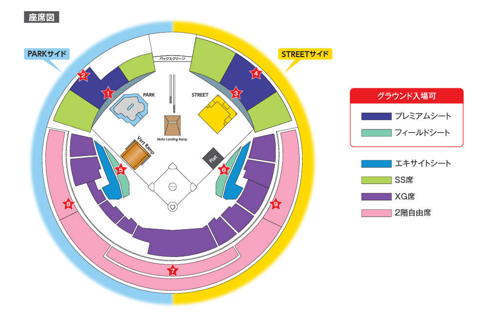 『X Games』の座席図