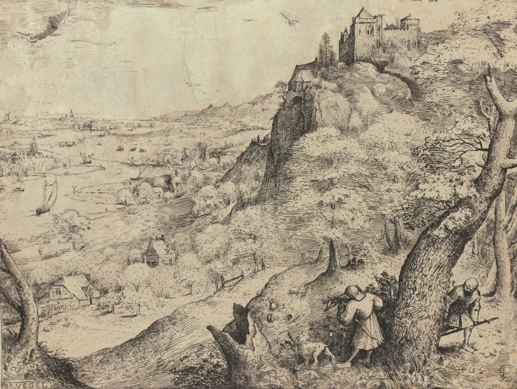 ピーテル・ブリューゲル1世（下絵、版刻） 野ウサギ狩り 1560年 エッチング Museum BVB, Rotterdam, Netherlands