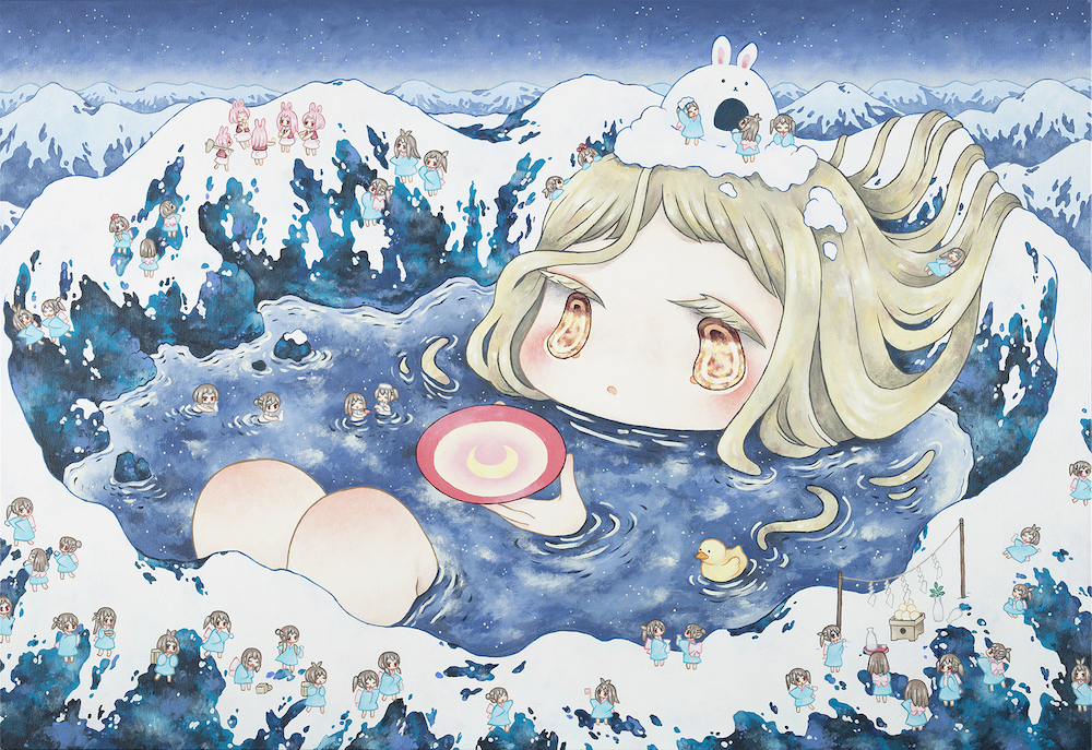 《月見酒》80.3×116.7cm、キャンバスにアクリル、2022年