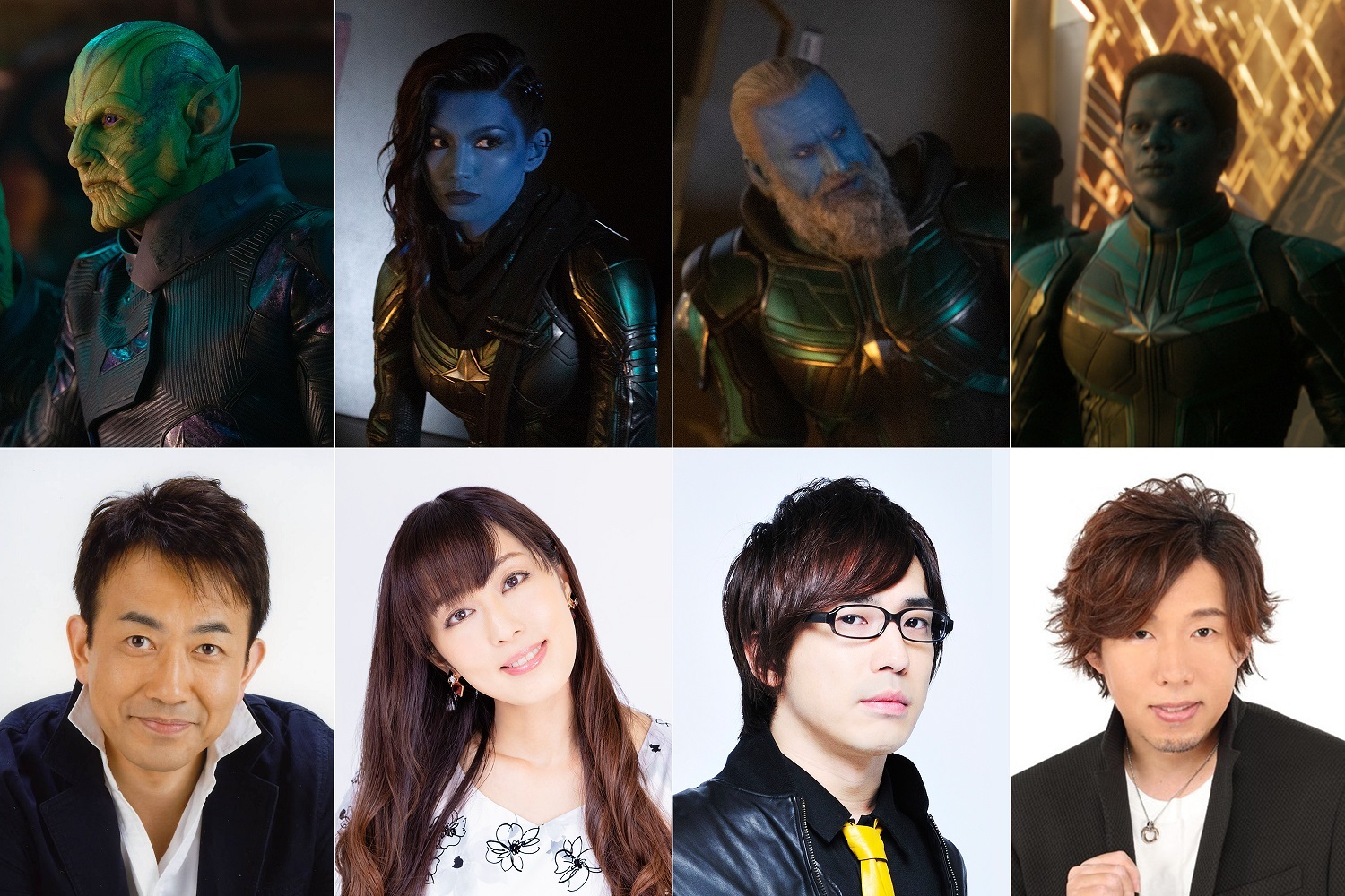 下段左から、関俊彦、日笠陽子、安元洋貴、日野聡 （C）Marvel Studios 2019