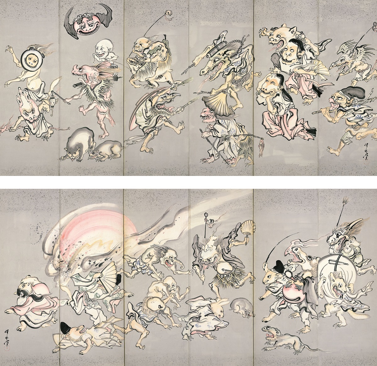 河鍋暁斎 《百鬼夜行図屏風》 明治4-22(1871-89)年 紙本着彩 イスラエル・ゴールドマン コレクション Israel Goldman Collection, London Photo：立命館大学アート・リサーチセンター