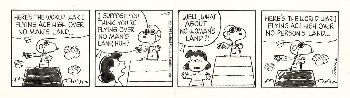 『フライング・エース』、『ピーナッツ』原画 1986年2月10日 (c) Peanuts Worldwide LLC