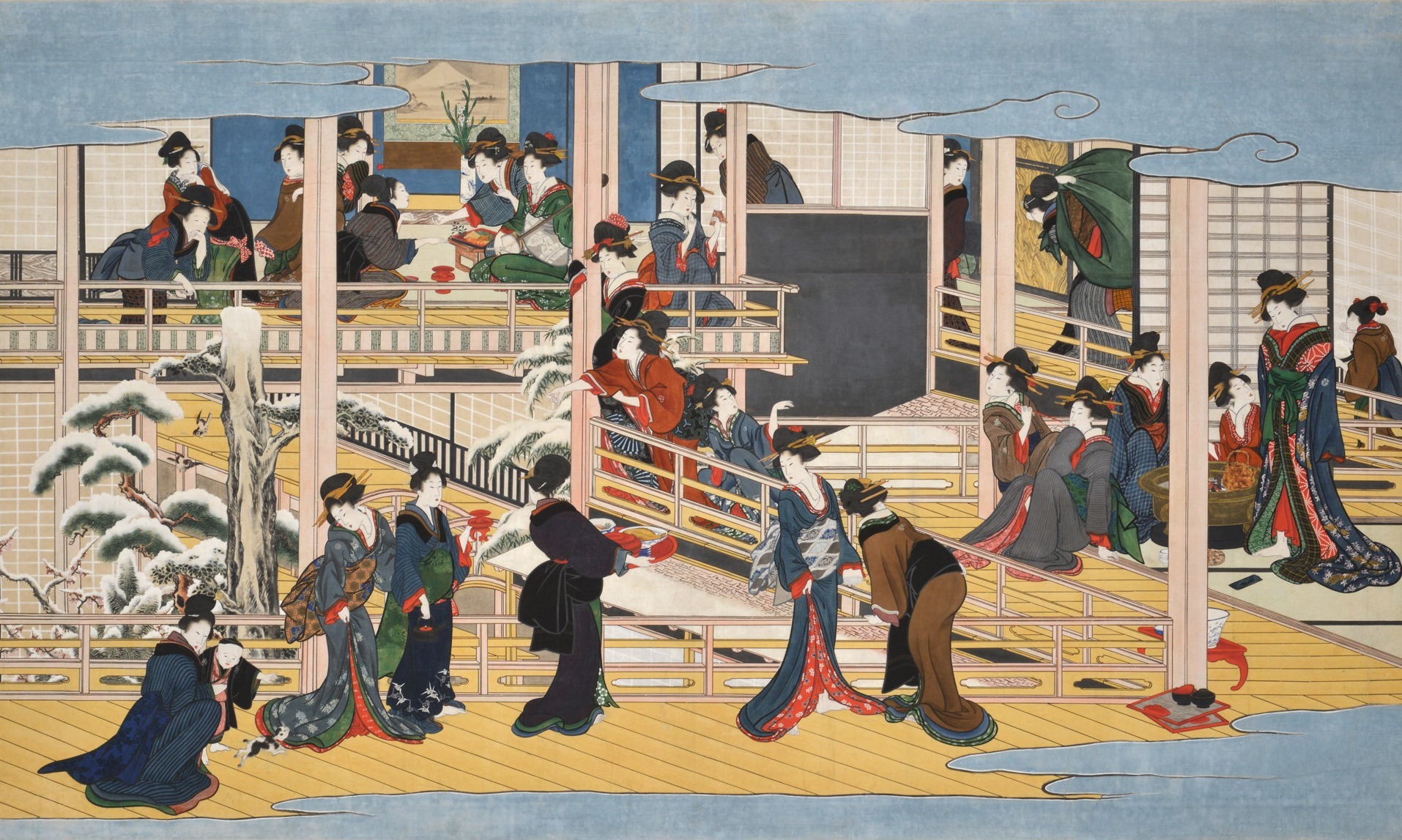 喜多川歌麿「深川の雪」（部分）　享和2～文化3年（1802～06）頃　岡田美術館蔵