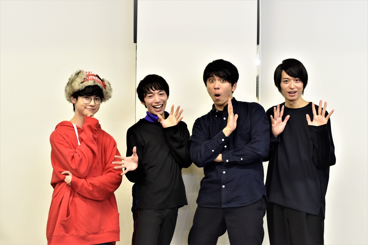 （左から）ゆうたろう、大原海輝、山崎彬、高本学