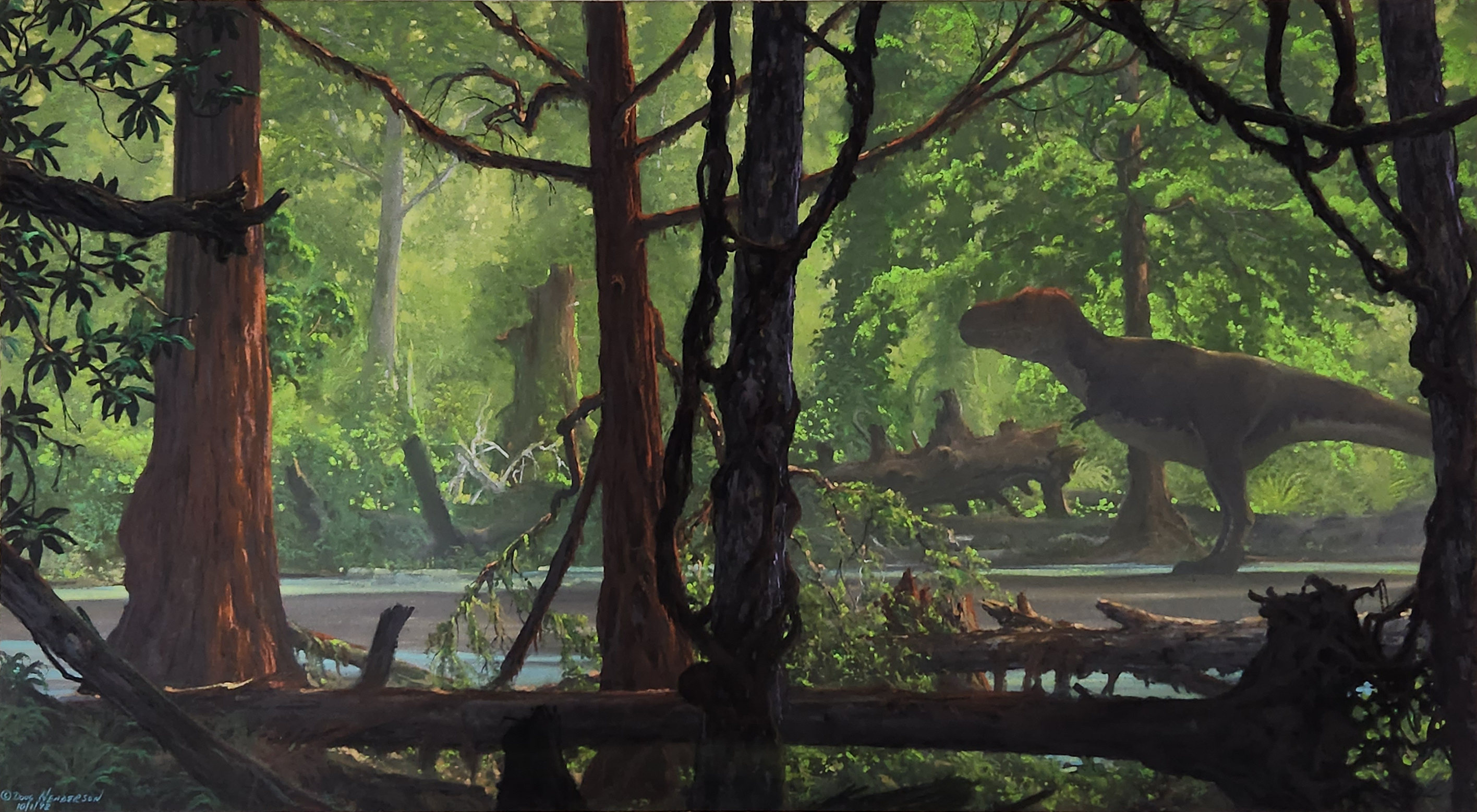 ダグラス・ヘンダーソン 「ティラノサウルス」 1992年 パステル・紙 36.8 × 68.6 ㎝ インディアナポリス子供博物館（ランツェンドルフ・コレクション）