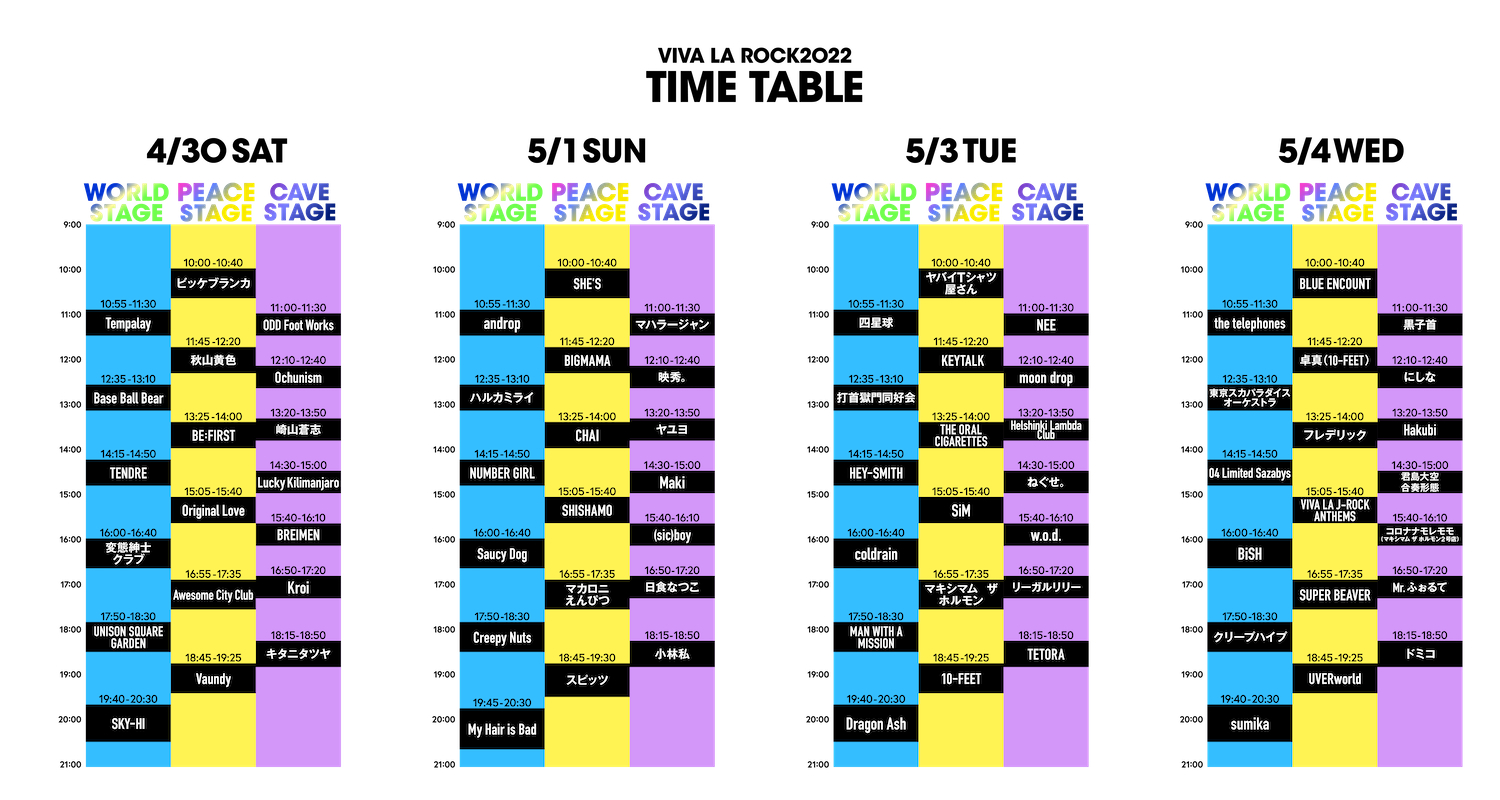 VIVA LA ROCK 2022』タイムテーブル＆ガイドラインを公開