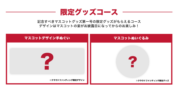 「限定グッズコース」の詳細が分かるのは、マスコットのお披露目後となる