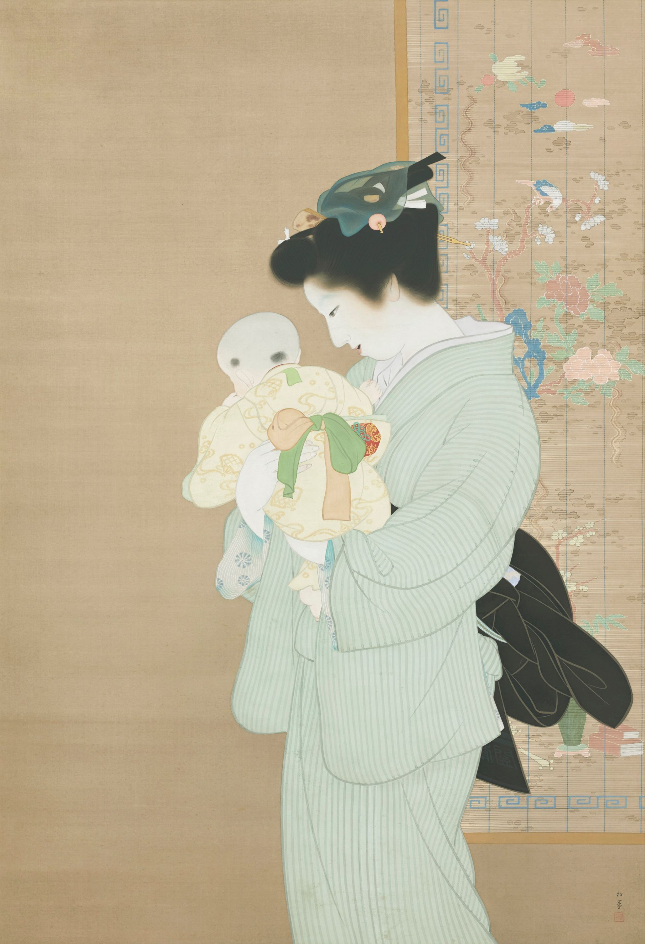 上村松園 「母子」 （重要文化財） 1934年　東京国立近代美術館 【後期展示】