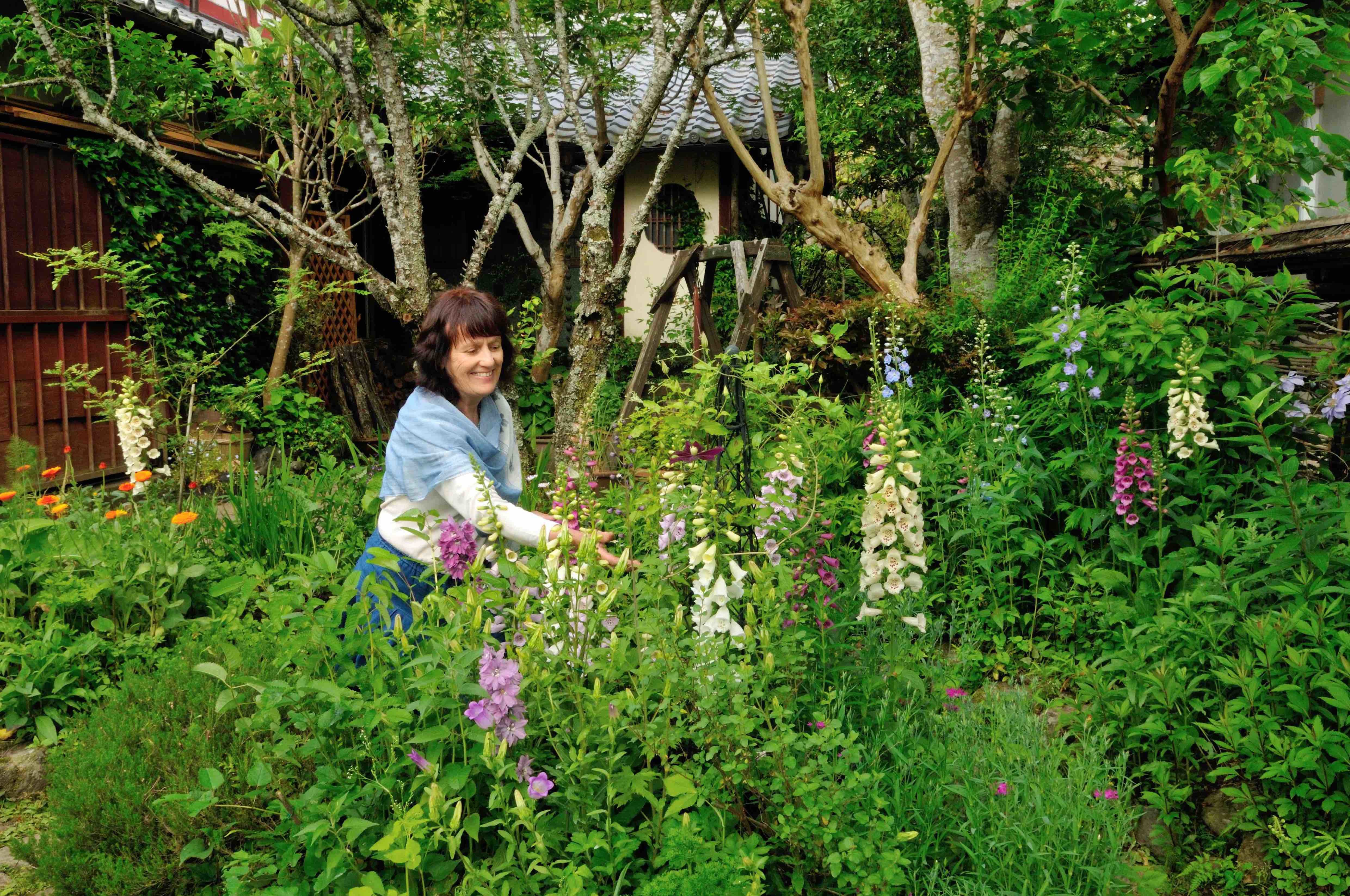 ジキタリスの花咲く初夏の庭 写真撮影＝梶山 正