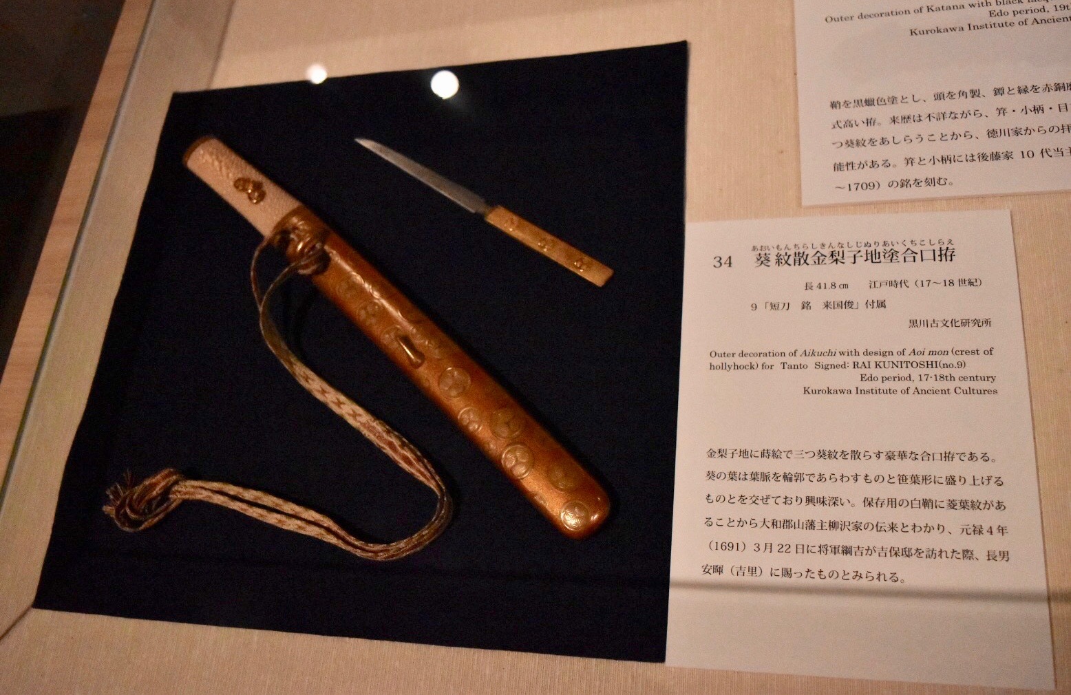 葵紋散金梨子地塗合口拵（「短刀 銘 来国俊」付属） 江戸時代 黒川古文化研究所