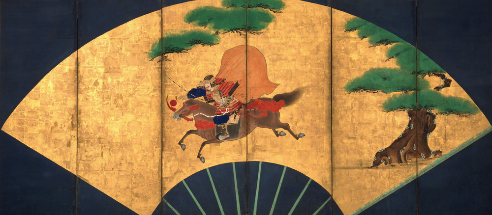 一の谷合戦図屏風　海北友雪　六曲一双のうち右隻 江戸時代　17世紀　埼玉県立歴史と民俗の博物館