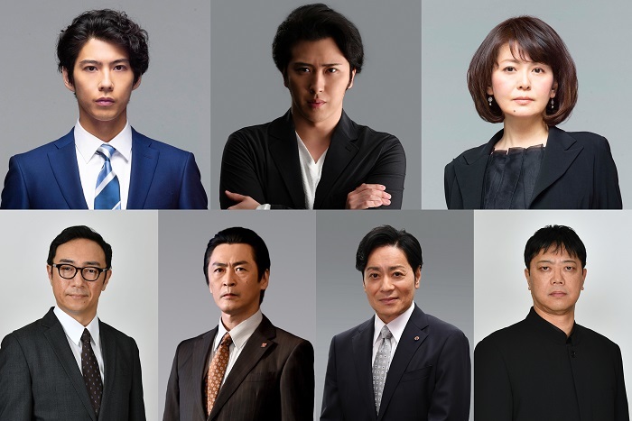 （上段左から）賀来賢人、尾上松也、南野陽子 （下段左から）角田晃広、佃典彦、山崎銀之丞、土田英生