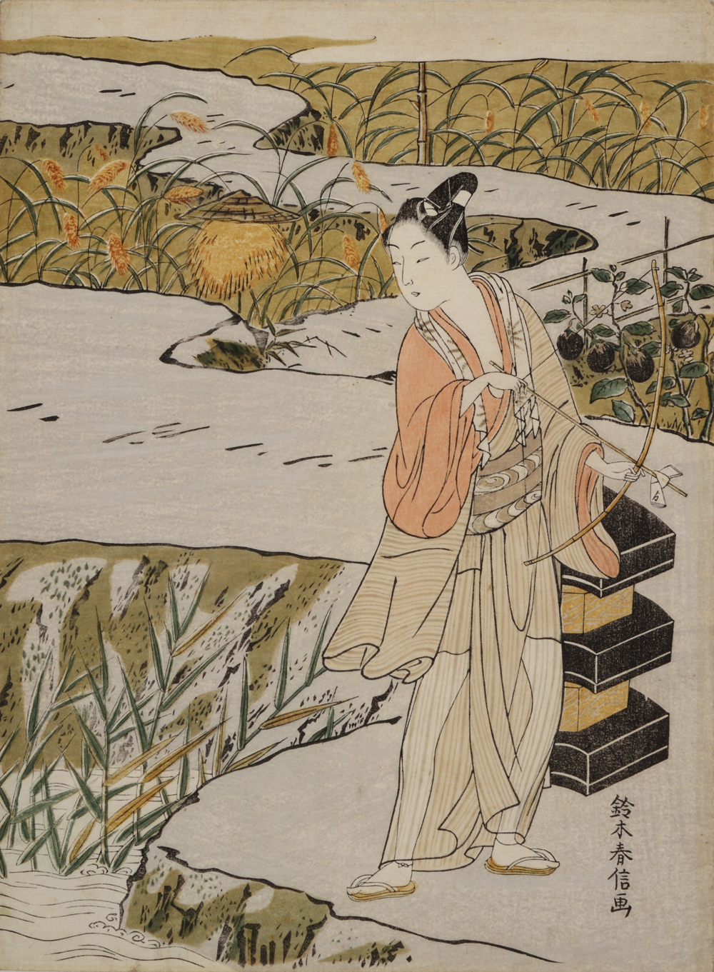 見立那須与一 屋島の合戦 鈴木春信 一枚 江戸時代 明和3～4年（1766～67）頃 個人蔵