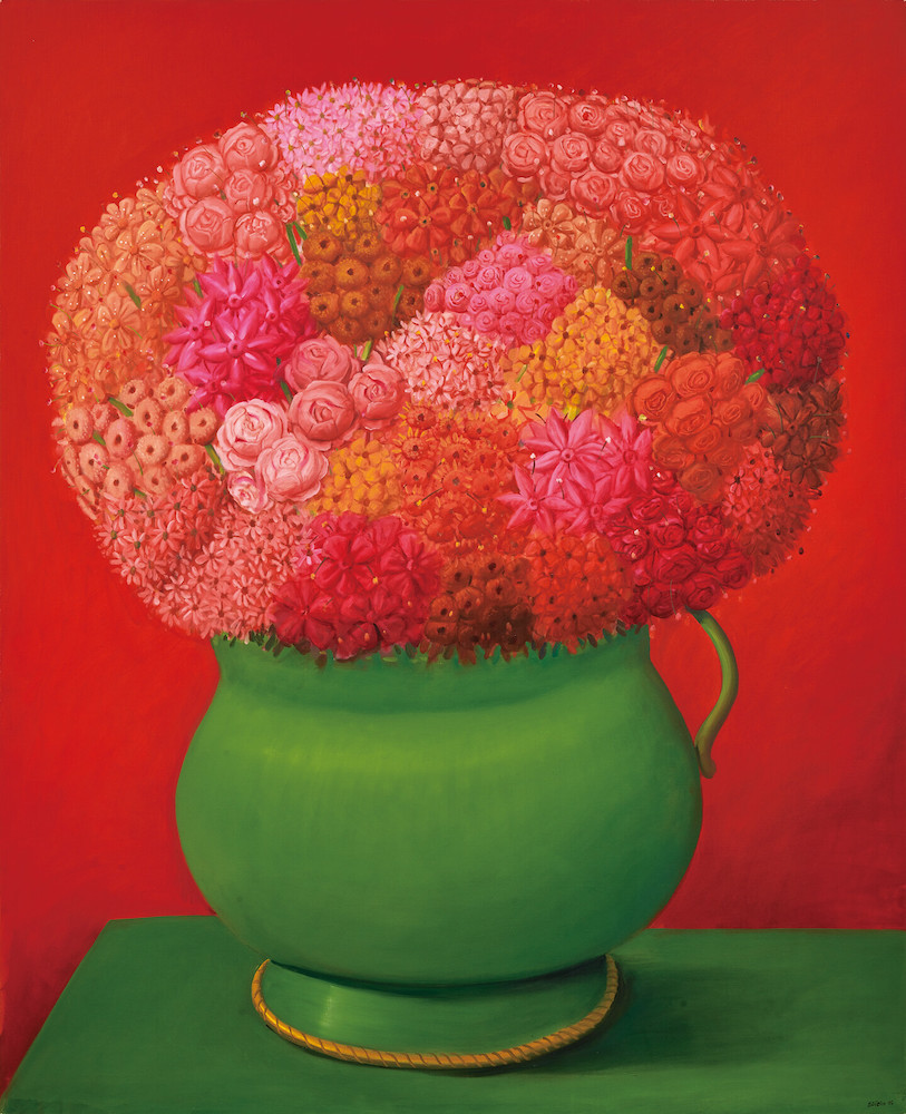 フェルナンド・ボテロ《赤の花》（3点組）2006年　油彩／カンヴァス