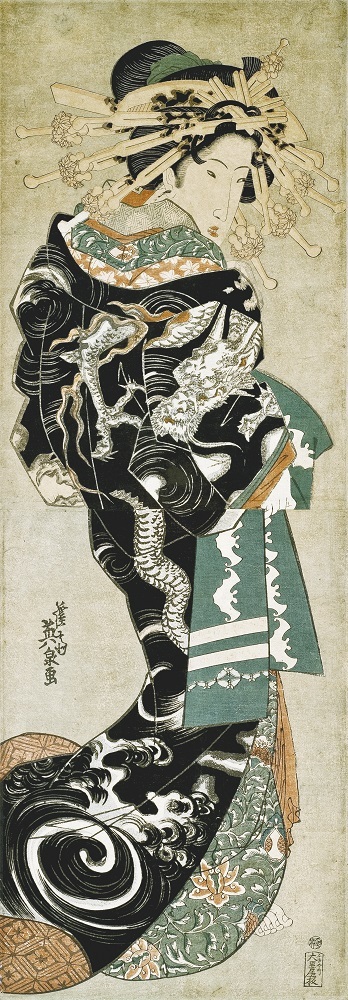 渓斎英泉《雲龍打掛の花魁》1820～1830年代 錦絵 千葉市美術館蔵 東京展後期展示、他の会期では個人蔵作品を展示