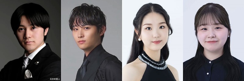 2025特級ファイナリスト4名。左から加藤皓介、高見真智人、津野絢音、稲沢朋華　※ファイナル演奏順
