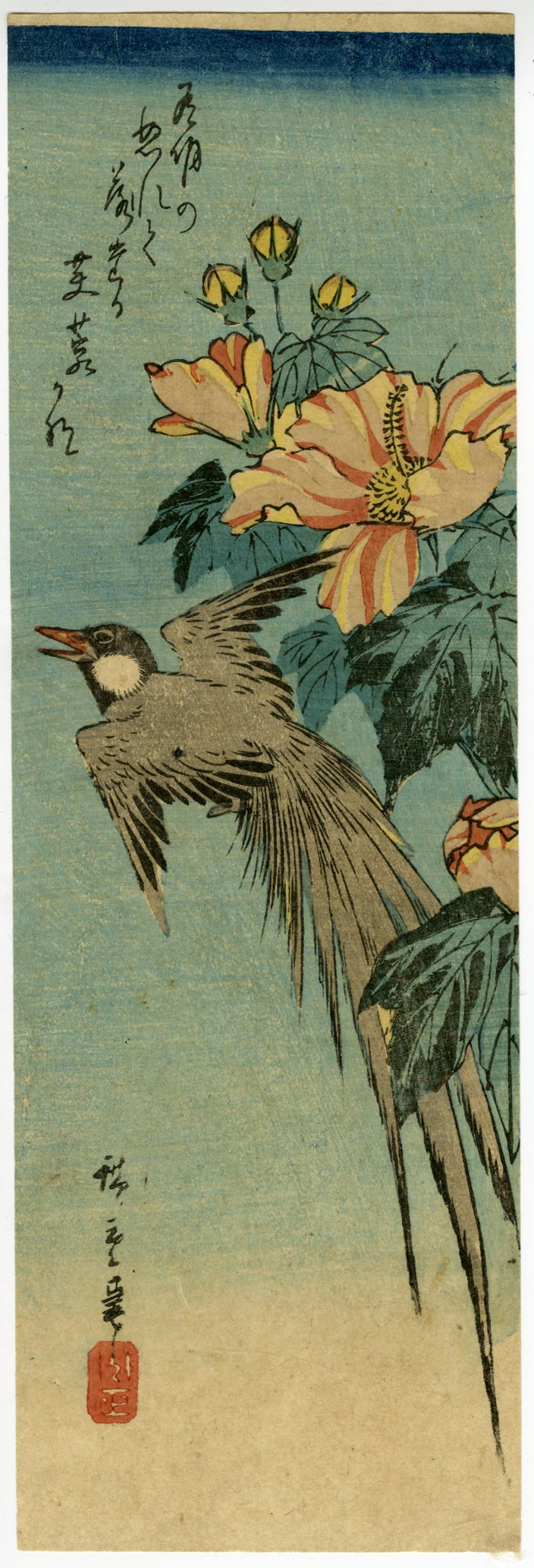 歌川広重「芙蓉に鳥」（部分）