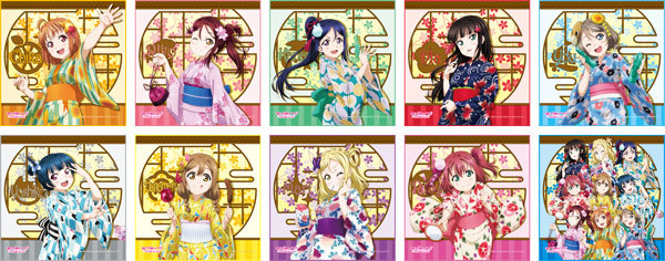 セガコラボカフェ ラブライブ！サンシャイン!! マイクロファイバータオルVol.1 (浴衣)(全10種：ランダム) 600円(税込) ※絵柄はお選びいただけません。 ※1回のお会計で、 おひとり様につき15点までご購入いただけます。