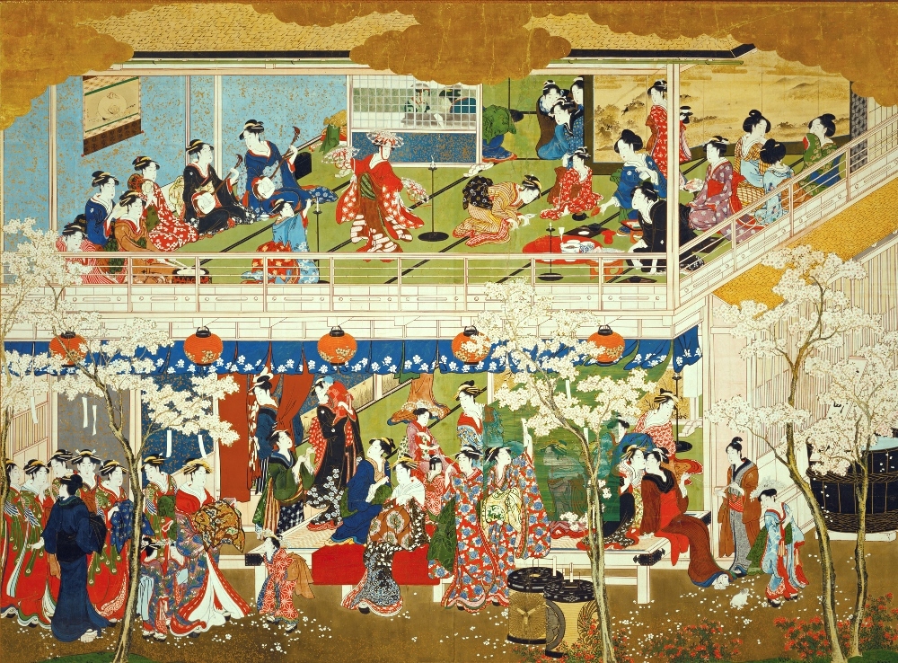 喜多川歌麿「吉原の花」　寛政3～4年（1791～92）頃　 ワズワース・アセーニアム美術館蔵