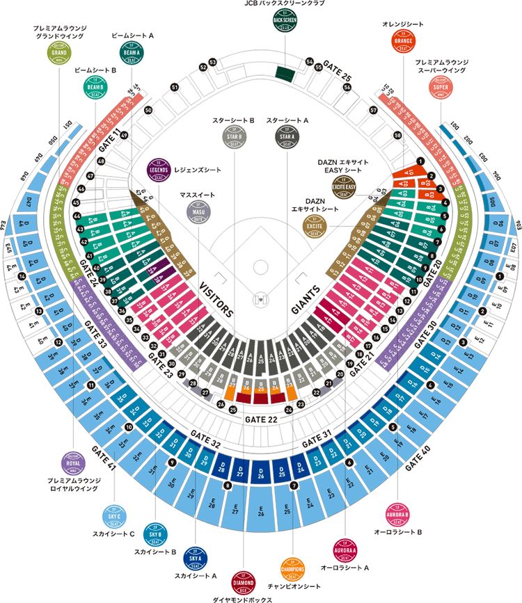 東京ドームの座席図