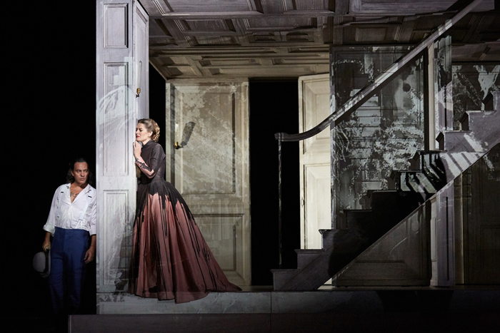 Erwin Schrott as Don Giovanni and Malin Bystrom as Donna Anna in Don Giovanni  (C) ROH 2019 Photographed by Mark Douet