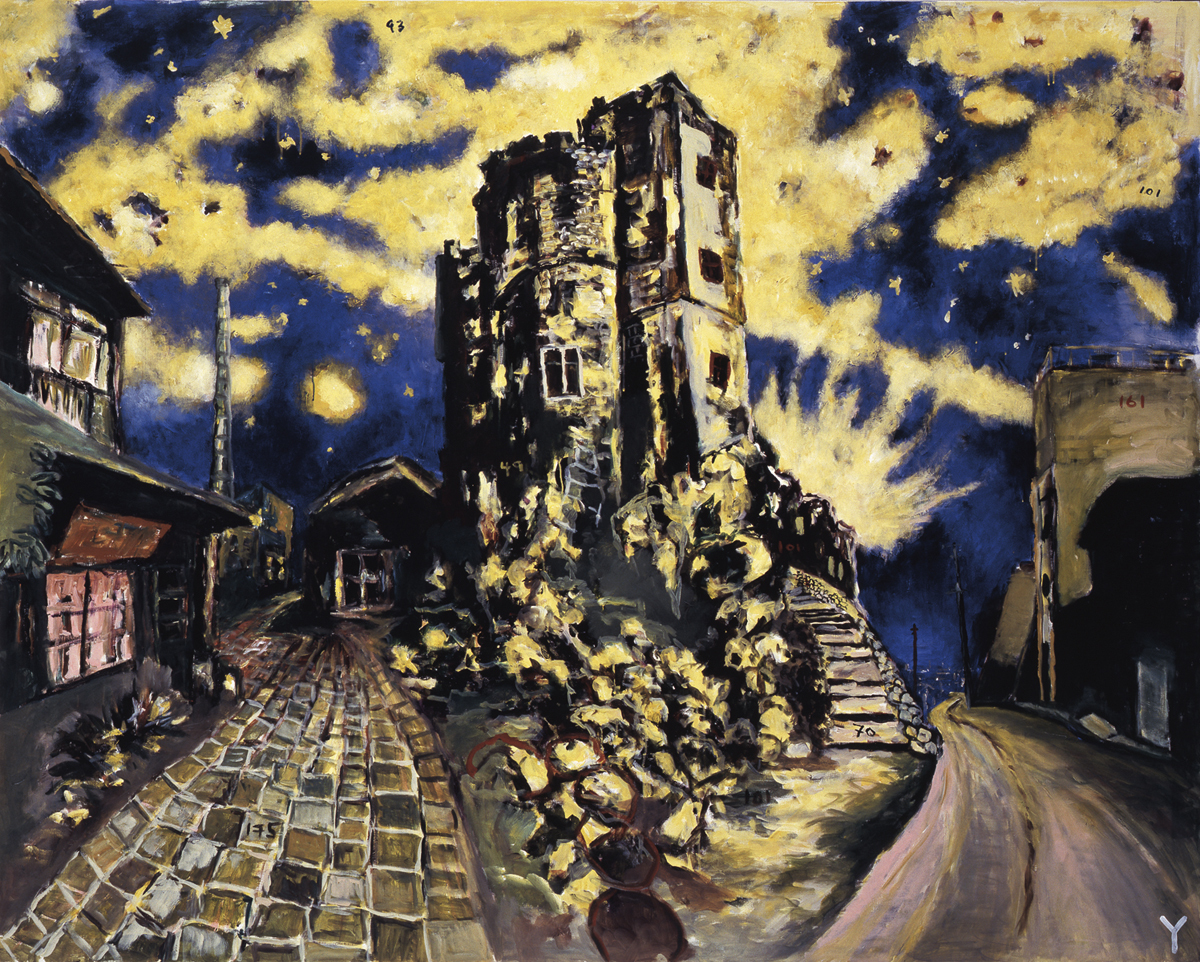 横尾忠則「DNF: 暗夜光路 眠れない街」 2001年／カンヴァスにアクリル絵具／182 x 227.5 cm