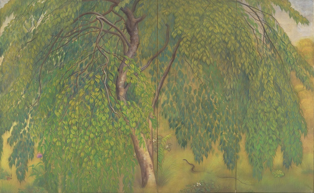 山口華楊《葉桜》1921年、絹本彩色、168.7×273.5cm　※開館記念展Ⅰのみ展示