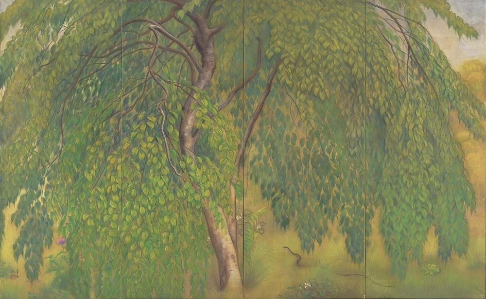 山口華楊《葉桜》1921年、絹本彩色、168.7×273.5cm　※開館記念展Ⅰのみ展示 （所蔵先：東郷青児記念 損保ジャパン日本興亜美術館）