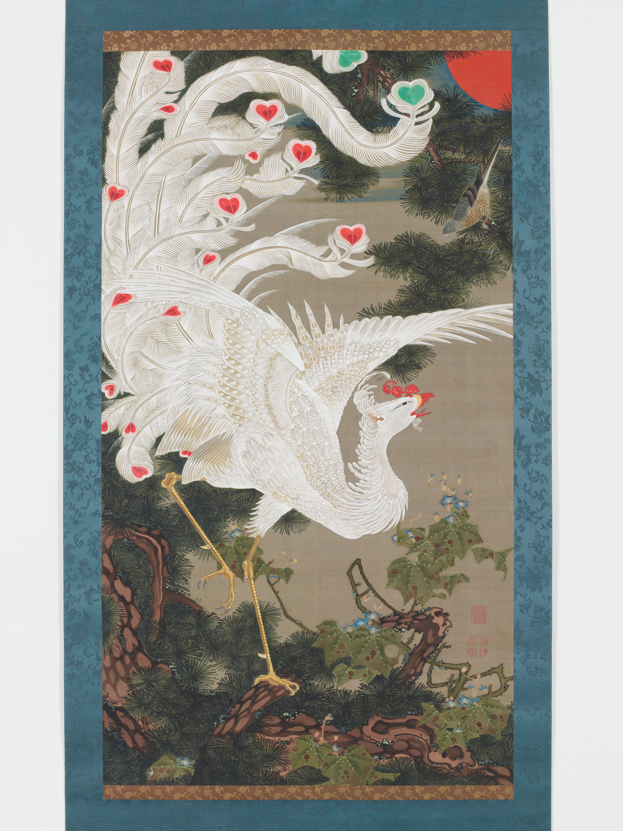 伊藤若冲〈老松白鳳図〉（動植綵絵30幅のうち） 宮内庁三の丸尚蔵館蔵