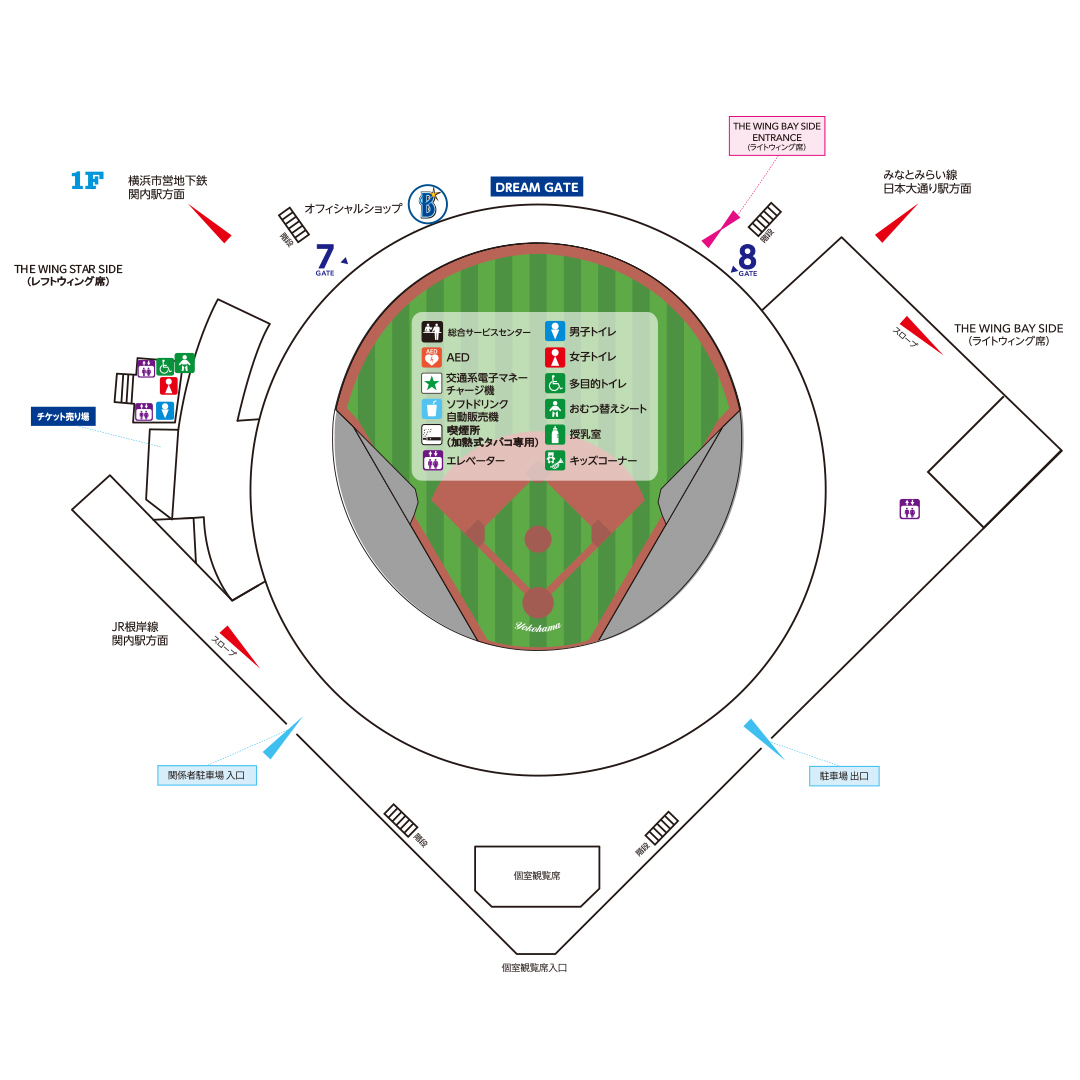 スタジアム1階のマップ (c)YDB