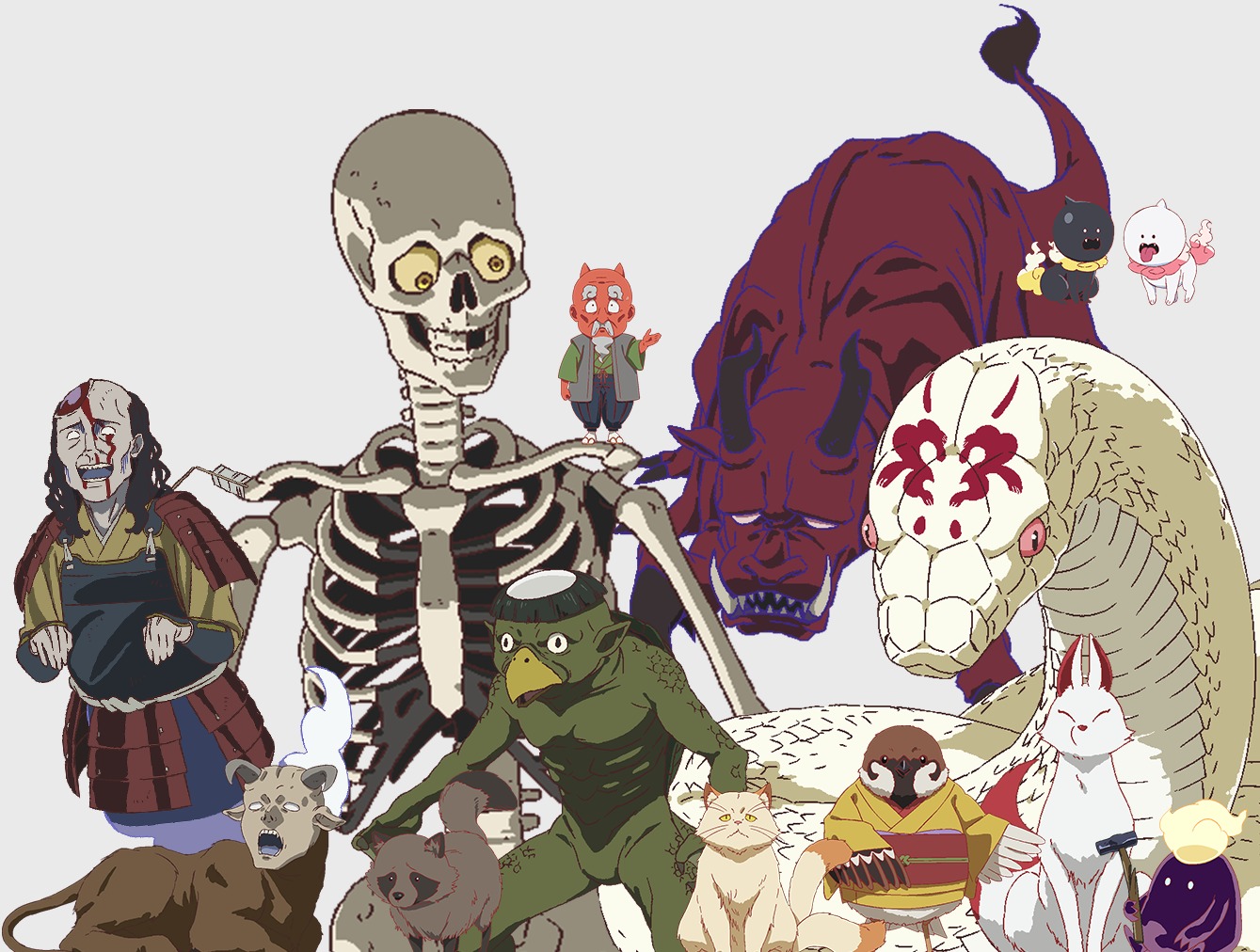 怪異たち_キャラクタービジュアル （C)城平京・片瀬茶柴・講談社／虚構推理製作委員会