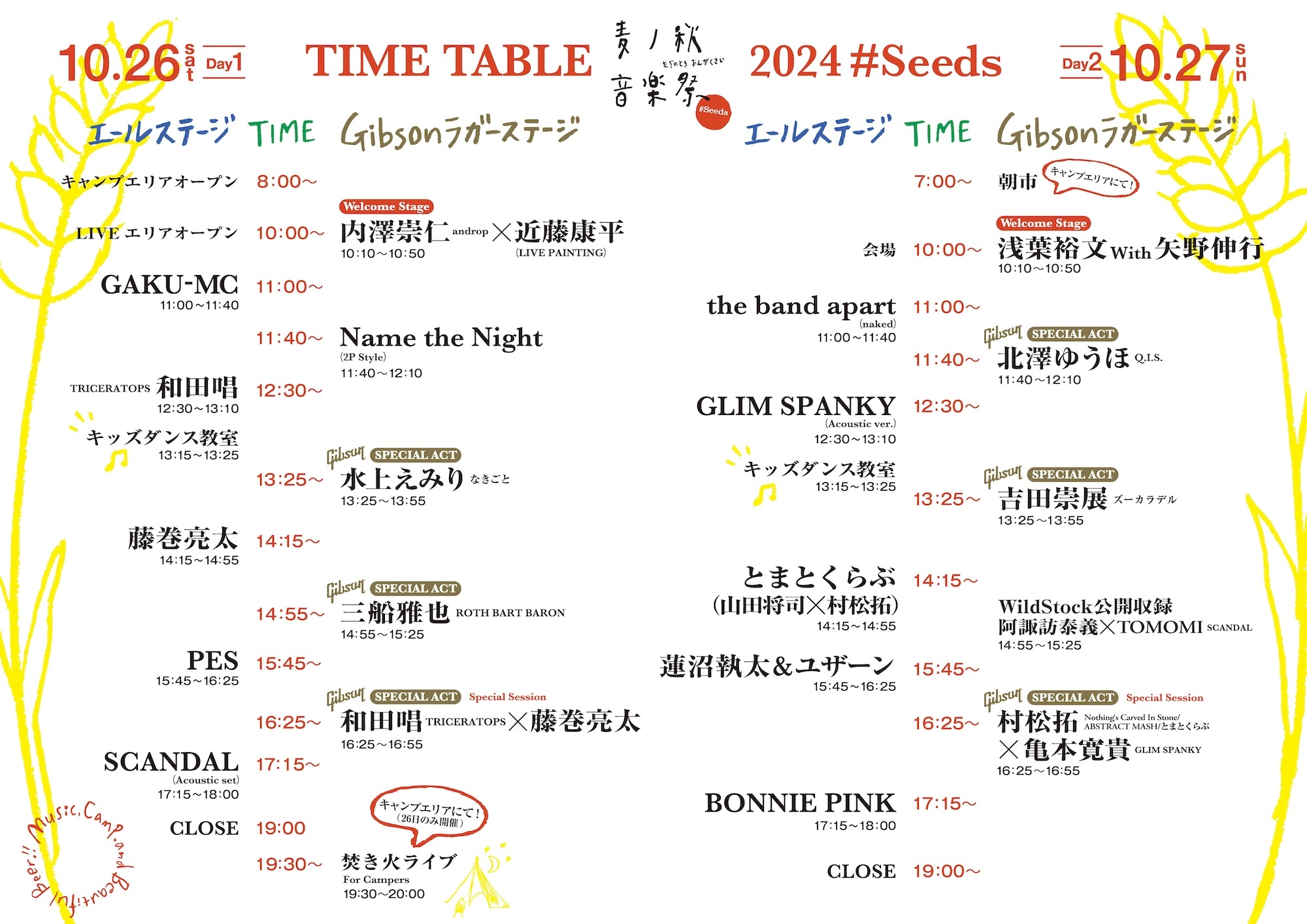 『麦ノ秋音楽祭2024 #Seeds』タイムテーブル