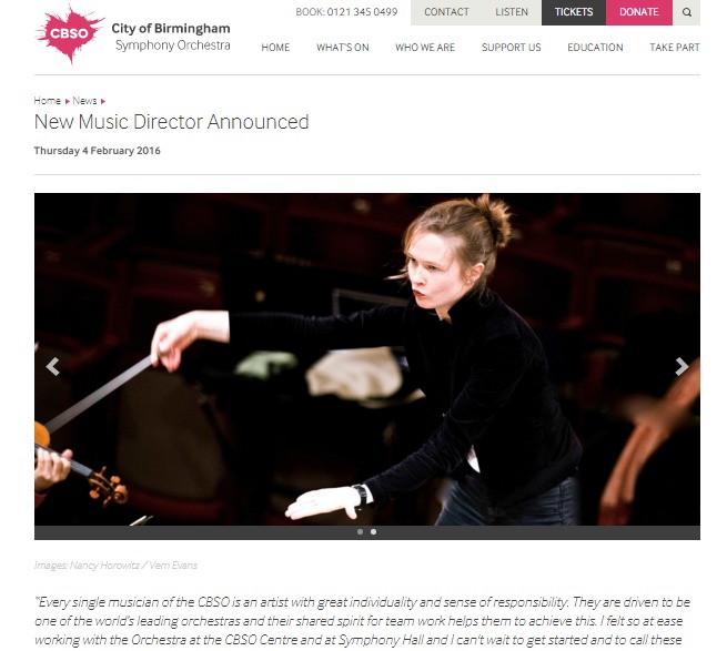 バーミンガム市交響楽団は公式サイトで新音楽監督を発表した