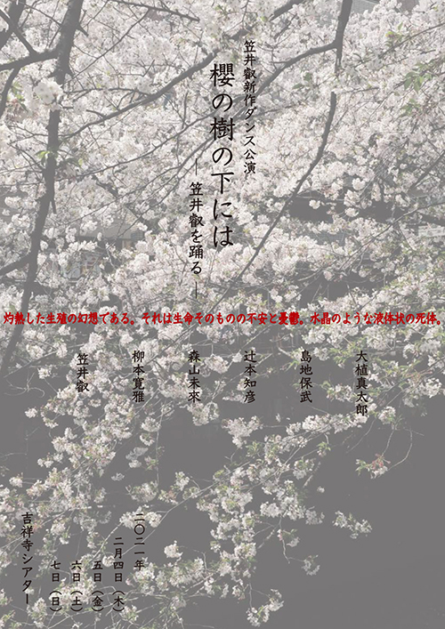 笠井叡新作ダンス公演『櫻の樹の下にはー笠井叡を踊るー』チラシ表面